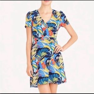 J CREW Mercantile tropical print blue faux wrap dress plus size 22
